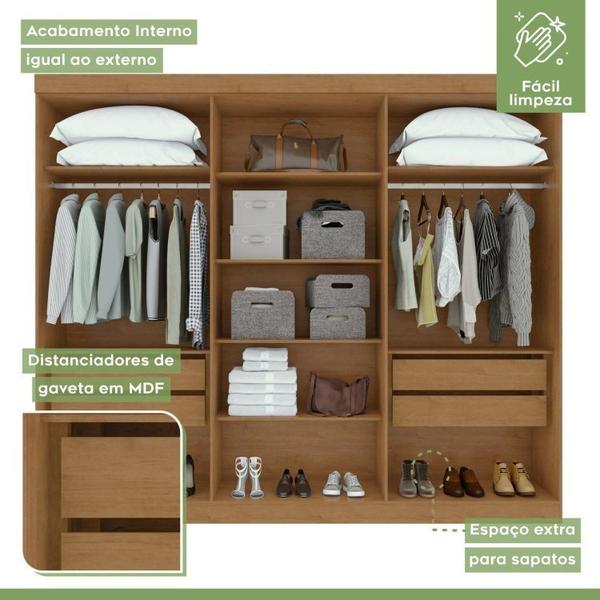 Imagem de Conjunto de Guarda-Roupa 6 Portas Bertha com Cômoda Toronto Amêndoa Clean