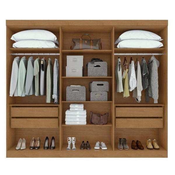 Imagem de Conjunto de Guarda-Roupa 6 Portas Bertha com Cômoda Toronto Amêndoa Clean