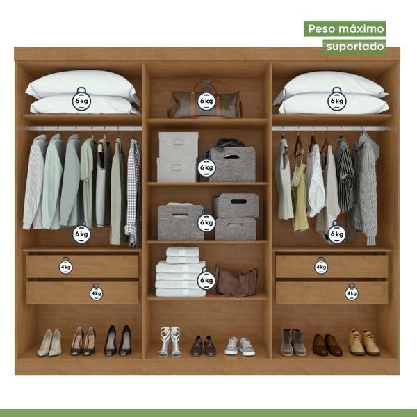 Imagem de Conjunto de Guarda-Roupa 6 Portas Bertha com Cômoda Toronto Amêndoa Clean