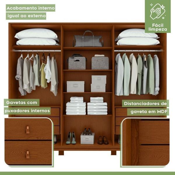 Imagem de Conjunto de Guarda-roupa Casal Leder 6 Portas com Pése Cômoda 8 Gavetas 150x95cm Leder