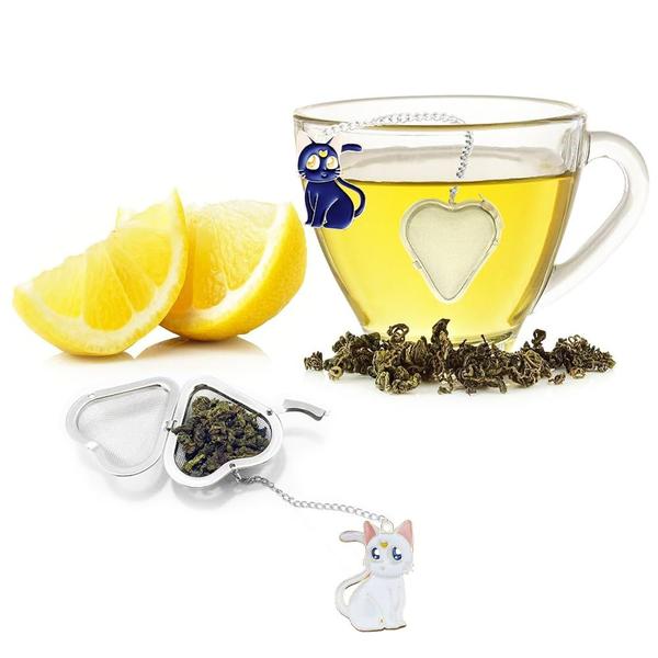 Imagem de Conjunto de infusor de chá HADEWEITE em aço inoxidável em forma de coração, 2 unidades