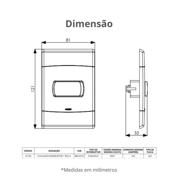 Conjunto De Interruptores Paralelo 1 Tecla E 10A Branco Durín Imagem de Conjunto De Interruptores Paralelo 1 Tecla E 10A Branco Durín