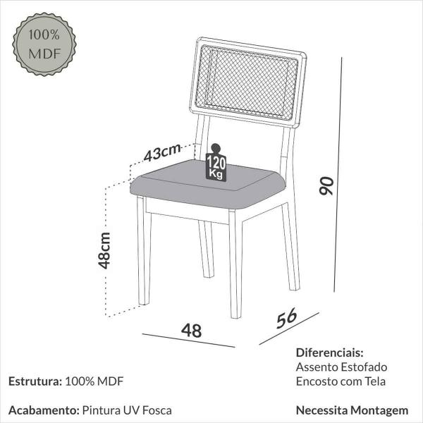 Imagem de Conjunto de Jantar Mesa 1,80m MDF com 4 Cadeiras Estofadas