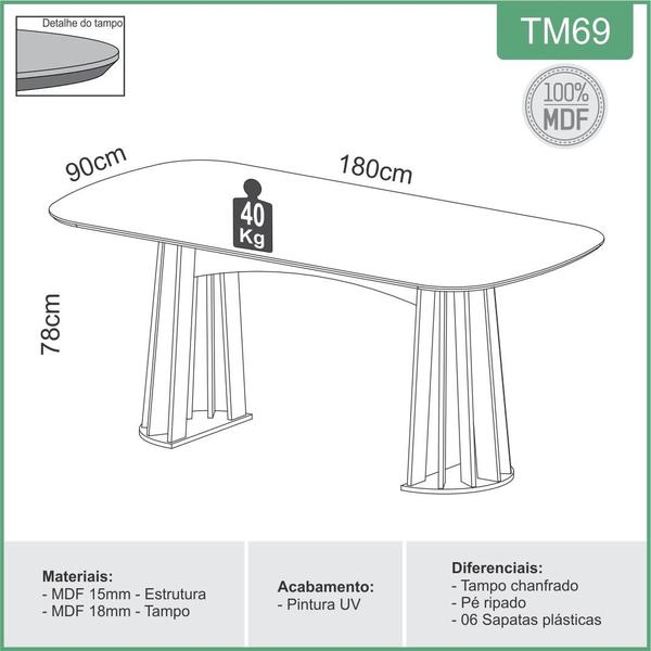 Imagem de Conjunto de Jantar Mesa 1,80m Tampo em Vidro com 4 Cadeiras