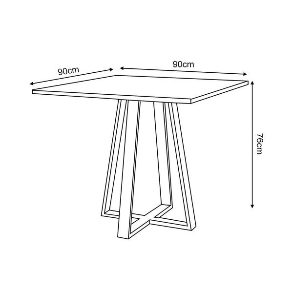 Imagem de Conjunto de Jantar Mesa Mônaco 90cm Tampo Branco com 4 Cadeiras Bege Base Cobre