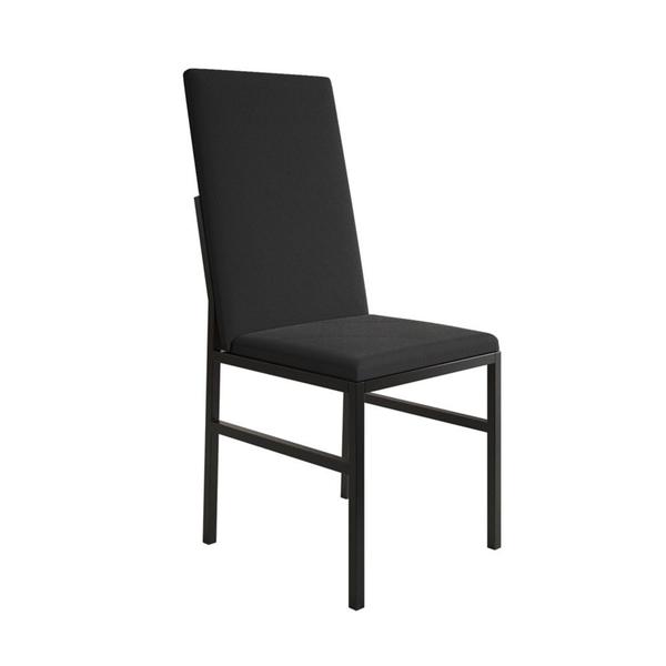 Imagem de Conjunto de Jantar Mesa Mônaco Premium 90cm Branca com 4 Cadeiras Estofadas Pretas  