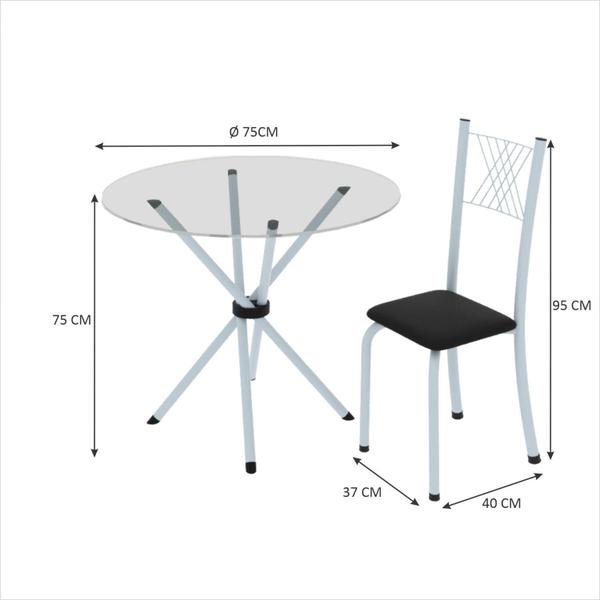 Imagem de Conjunto de Jantar Mesa Tampo Redondo de Vidro Incolor com 4 Cadeiras Sara Yescasa