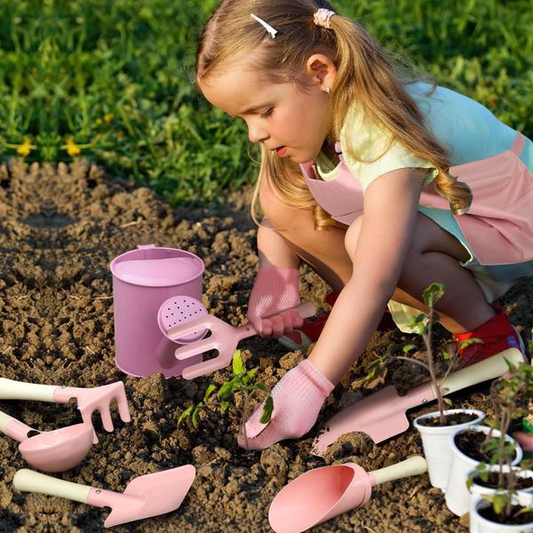 Imagem de Conjunto de jardinagem Qtioucp Kids com sacola, regador e ferramentas