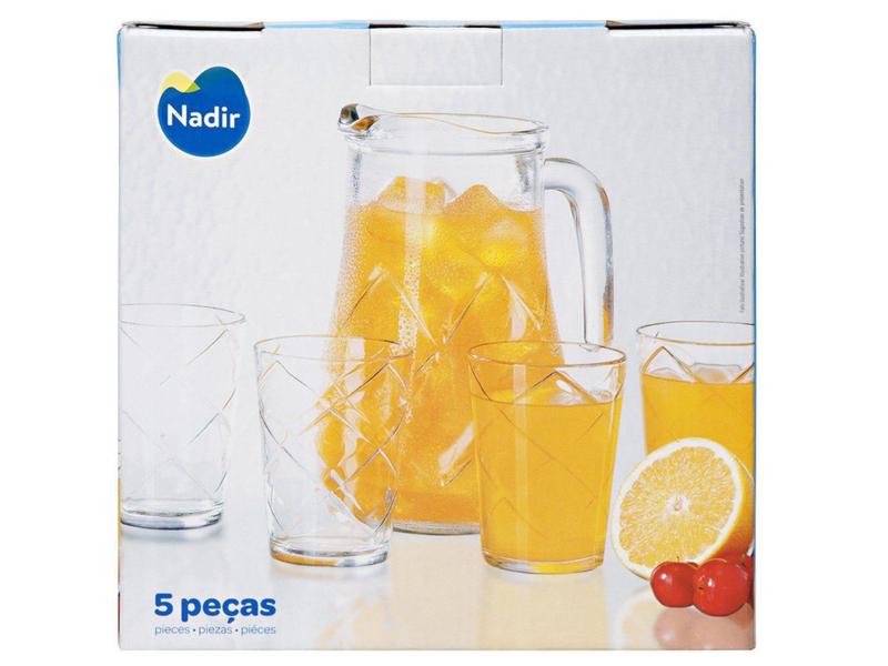 Imagem de Conjunto de Jarra 1,5L e Copos 280ml de Vidro - Nadir Maracatu 5 Peças