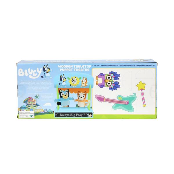 Imagem de Conjunto de jogos de madeira colorido Puppet Theatre Bluey com fantoches