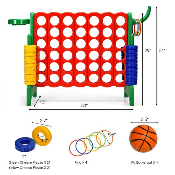 Imagem de Conjunto de jogos gigante COSTWAY Jumbo de 4 pontos com cesta de basquete