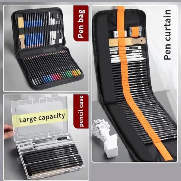 Imagem de Conjunto de Lápis, Canetas e Escovas para Desenho - Ideal para Estudantes