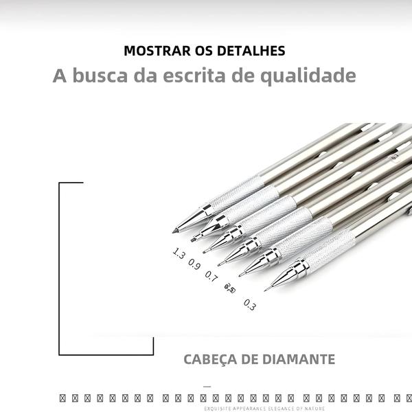 Conjunto de Lápis Mecânicos de Metal (0,3-2,0mm) - Para Desenho, Pintura e Escola Imagem de Conjunto de Lápis Mecânicos de Metal (0,3-2,0mm) - Para Desenho, Pintura e Escola