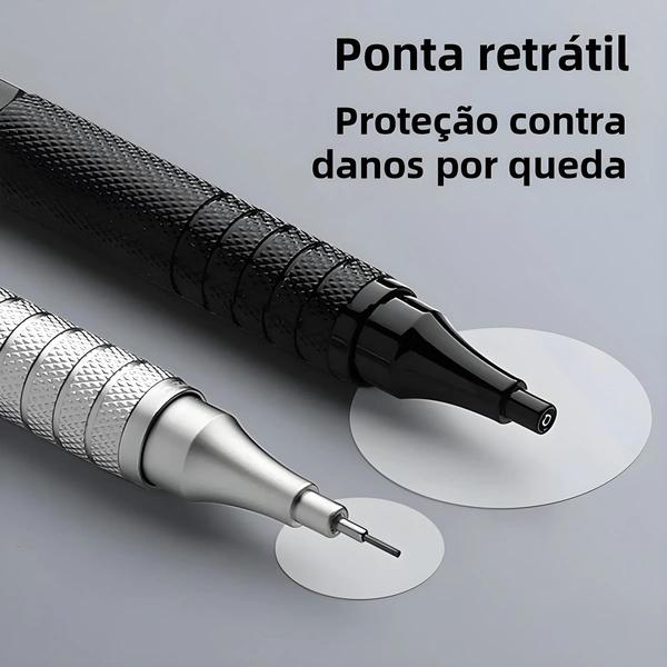 Imagem de Conjunto de Lápis Mecânicos Retráteis (0,3-2,0 mm) - Design Metálico com Baixo Centro de Gravidade