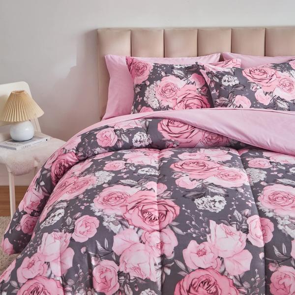 Imagem de Conjunto de lençóis Bed in a Bag UOZZI BEDDING com edredom de flores King