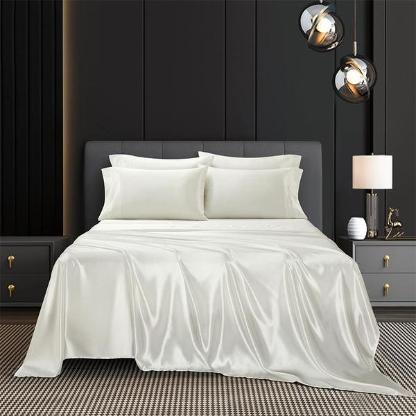 Imagem de Conjunto de lençóis de cama AiMay Satin de 6 peças Deep Pocket Luxury