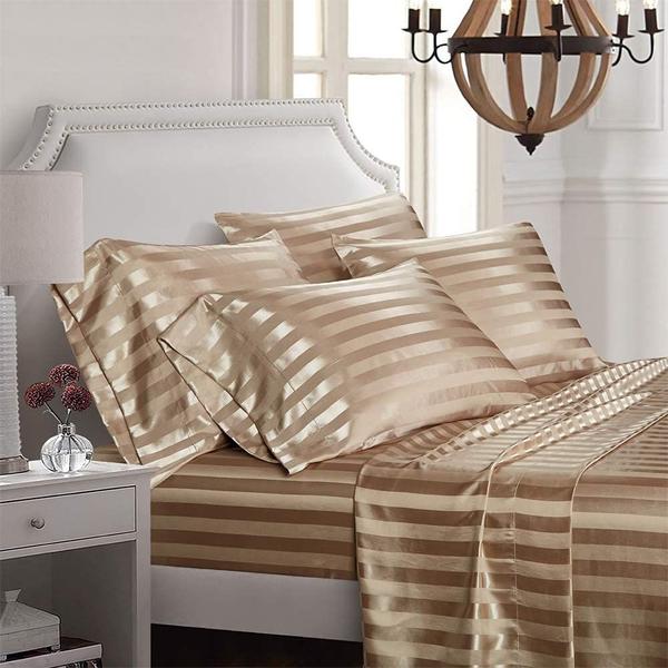 Imagem de Conjunto de lençóis de cama AiMay Satin Italian Style, 6 peças, bolso profundo