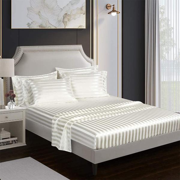 Imagem de Conjunto de lençóis de cama AiMay Satin Italian Style, 6 peças queen size