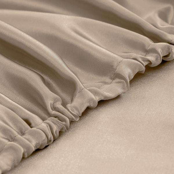 Imagem de Conjunto de lençóis de cetim Homiest Luxury Silky Satin Bedding King Taupe