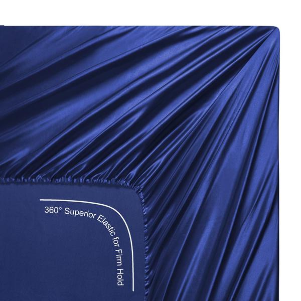 Imagem de Conjunto de lençóis de cetim Lanest Housing Silk Satin King Navy Blue