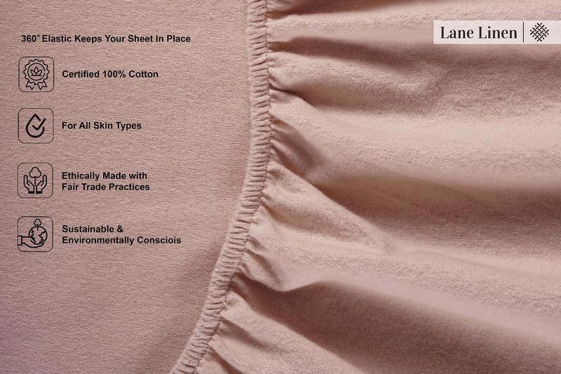 Imagem de Conjunto de lençóis de flanela LANE LINEN 100% algodão king size sépia rosa