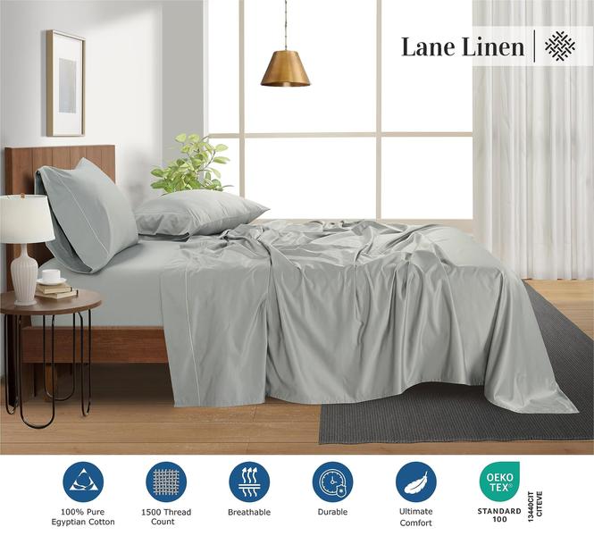 Imagem de Conjunto de lençóis LANE LINEN, 100% algodão egípcio, cama king size split