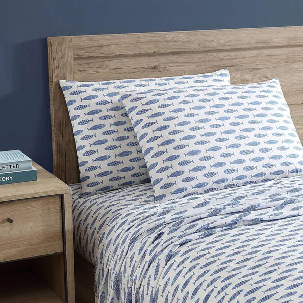 Imagem de Conjunto de lençóis Nautica Cotton Percale Crisp & Cool Queen Blue