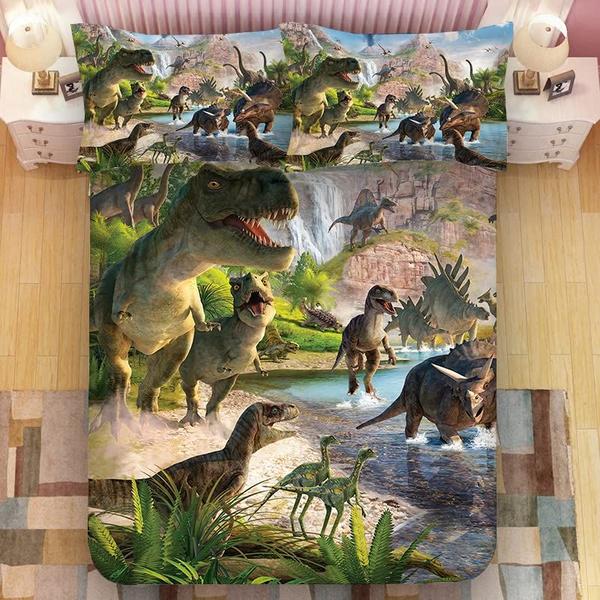 Imagem de Conjunto de Lençóis NiuOne Dinosaurs Queen Size 3D para Meninos