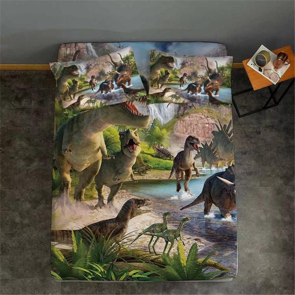 Imagem de Conjunto de Lençóis NiuOne Dinosaurs Queen Size 3D para Meninos