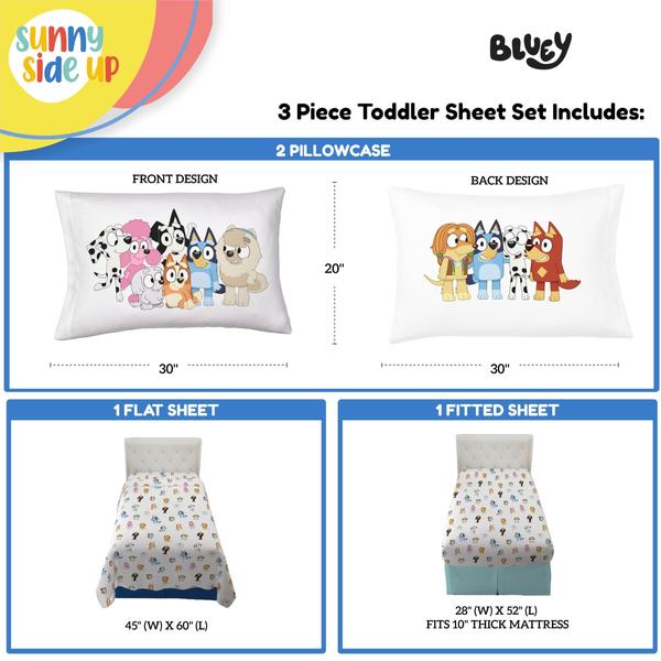 Imagem de Conjunto de lençóis Sunny Side Up Bluey & Friends Toddler 3 peças