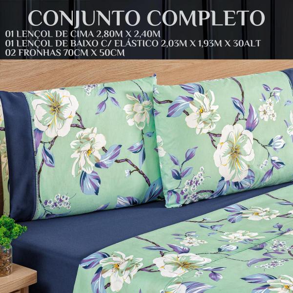 Imagem de Conjunto De Lencol Casal King Size Naturale Floral 04 Peças 200 Fios