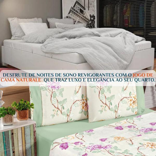 Imagem de Conjunto De Lencol Casal Queen Size Naturale 200 Fios Estampado 04 pçs Toque Super Macio