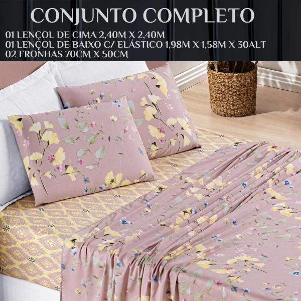 Imagem de Conjunto De Lencol Queen Size Florença 200 Fios Estampado Super Elegante