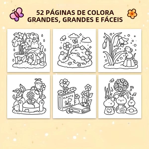 Imagem de Conjunto De Livro Para Colorir Para Adultos E Adolescentes, Plantas Simples E Ousadas, Flores,