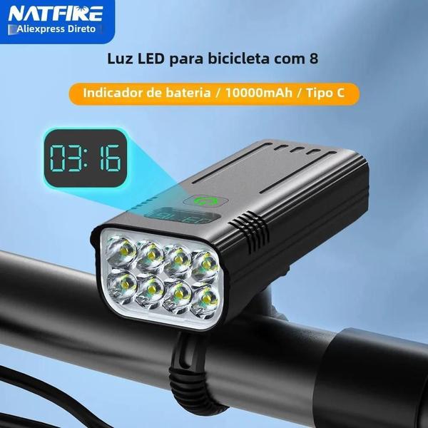 Imagem de Conjunto de Luzes de Bicicleta Recarregável 10000mAh - 8 LEDs e Indicador de Bateria