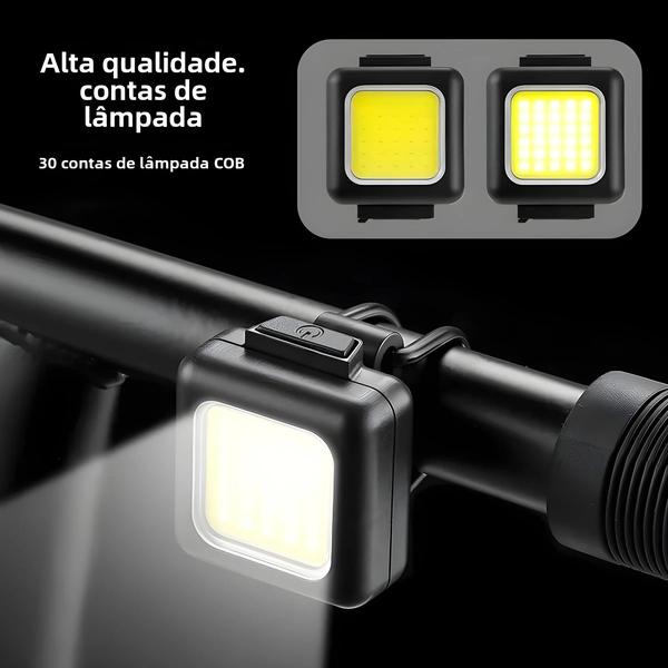 Imagem de Conjunto de Luzes LED Recarregáveis para Bicicleta - USB, à Prova d'Água - Farol e Lanterna Traseira