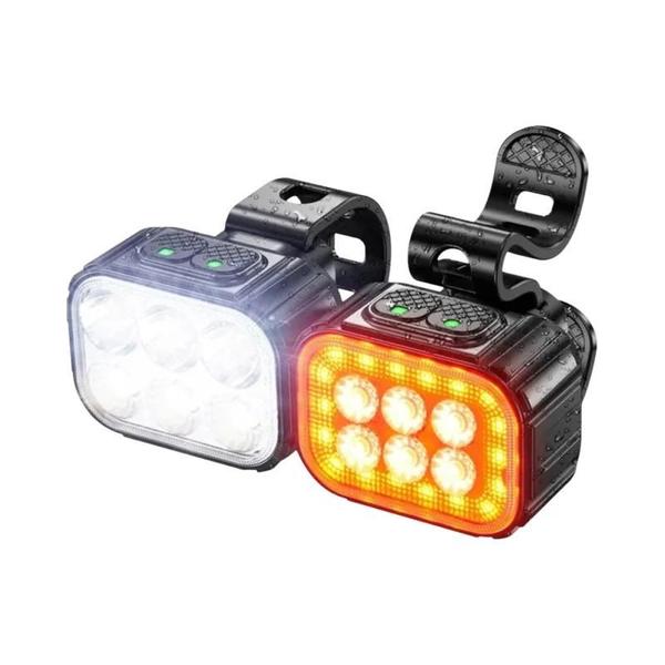 Imagem de Conjunto de Luzes LED Recarregáveis via USB para Bicicleta - Dianteira e Traseira