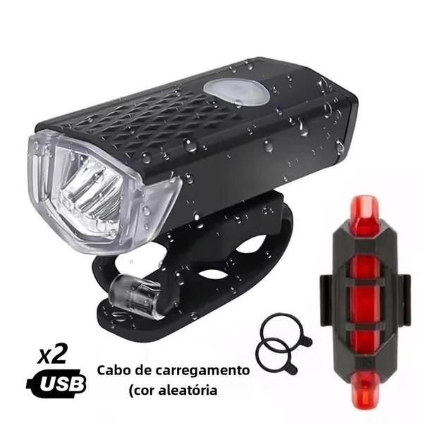 Imagem de Conjunto de Luzes Recarregáveis para Bicicleta - USB, 3 Modos e Fácil Instalação