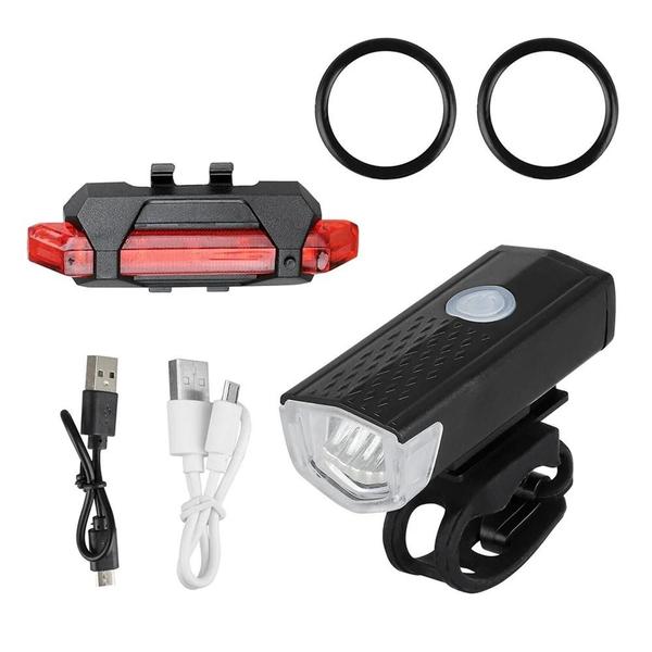 Imagem de Conjunto de Luzes Recarregáveis para Bicicleta - USB, 3 Modos, Instalação Fácil