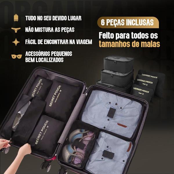 Imagem de Conjunto de Mala Bordo 18 Polegadas E 1 Kit Organizador / Rodas 360 Silenciosas, Cadeado Integrado, Abs Resistente Super Garantia Sestini 51x32x22cm