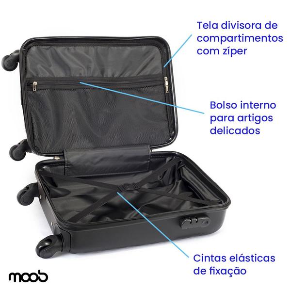 Imagem de Conjunto de Malas de Viagem de Bordo Moob em ABS - PP (18'')eP(20'') Preta