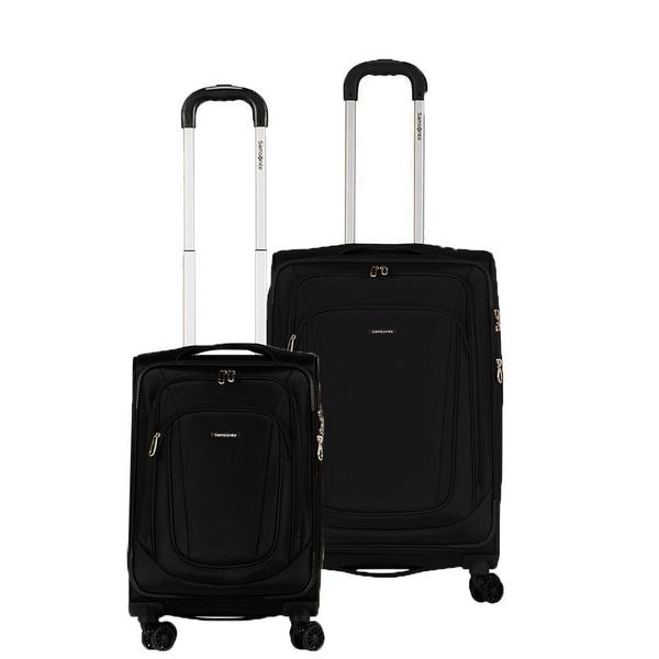 Imagem de Conjunto de Malas de Viagem em Poliester Samsonite Kick Air Tsa e Rodas Duplas 2pcs P/m Preto