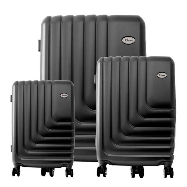 Imagem de Conjunto de Malas de Viagem Expansível em ABS IKA Flex, Cadeado TSA Rodas Duplas 3Pcs P/M/G Preto