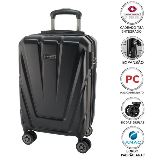 Imagem de Conjunto de Malas de Viagem Expansível em Policarbonato SAMSONITE Vegas Cadeado TSA 2Pcs P/M Preta