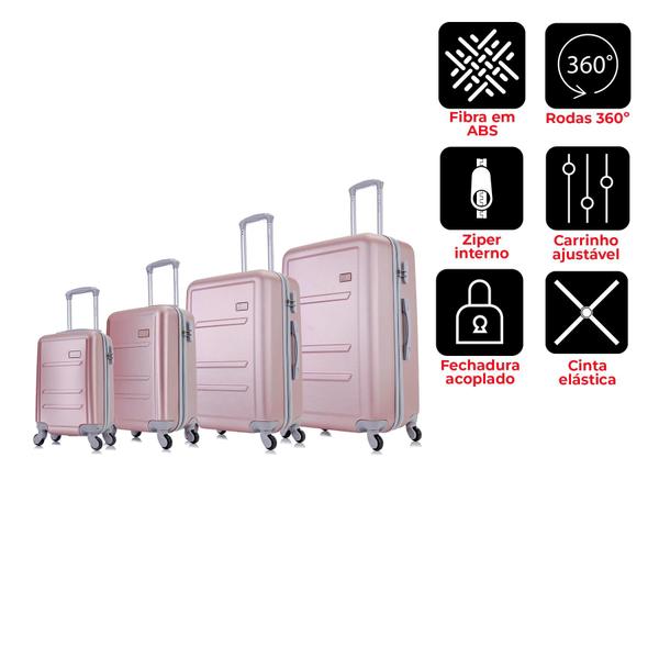 Imagem de Conjunto de malas de viagem PP, P, M e G  Montreal Swiss Move Rose