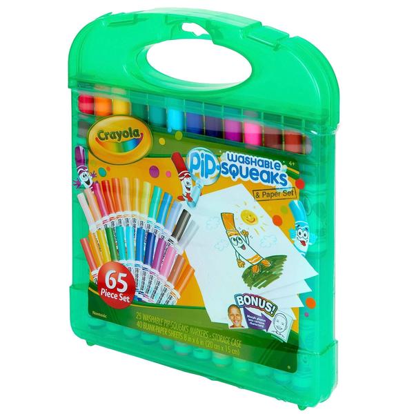 Imagem de Conjunto de marcadores Crayola Pip Squeaks, 65 quilates, lavável para crianças com mais de 4 anos, com estojo