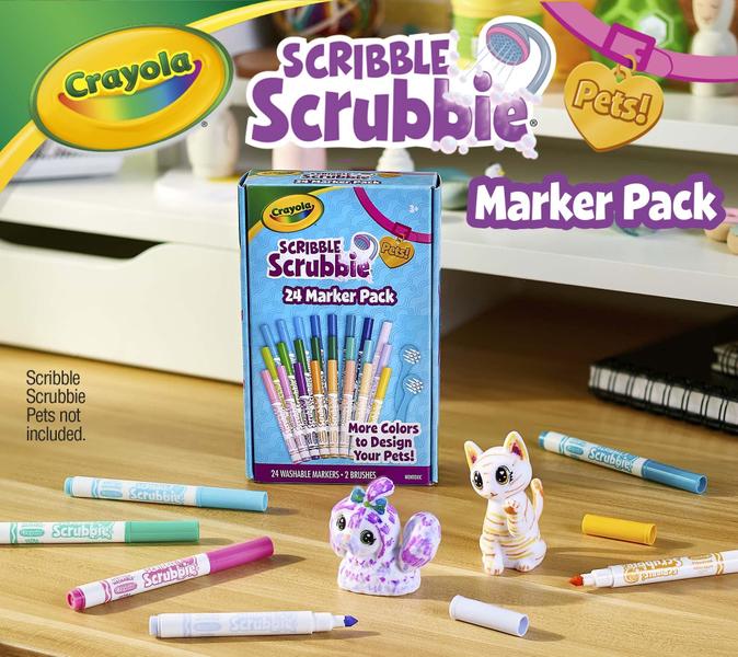 Imagem de Conjunto de marcadores Crayola Scribble Scrubbie Pets 24 laváveis para crianças