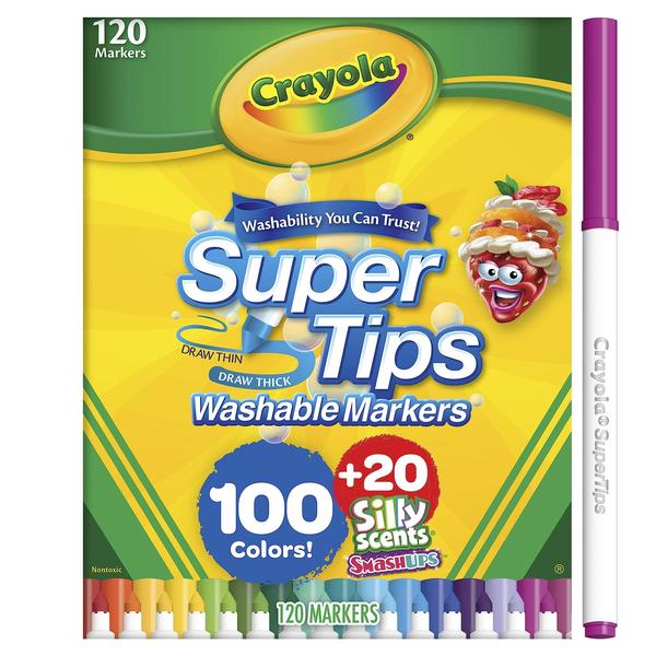 Imagem de Conjunto de marcadores Crayola Super Tips 100% laváveis e 20 perfumados para crianças