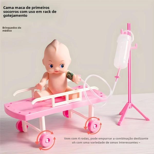 Imagem de Conjunto de Médico e Enfermeira para Crianças - Brinquedo de Faz de Conta com Estetoscópio e Injetores