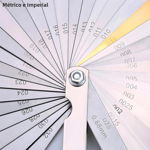 Imagem de Conjunto de Medidor de Folga Métrica de 32 Lâminas em Latão - Precisão 0,04mm